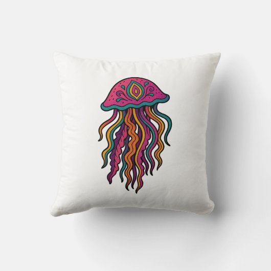 Colorful Jellyfish Throw Pillow クッション (裏面)