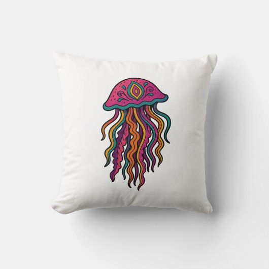 Colorful Jellyfish Throw Pillow クッション (正面)