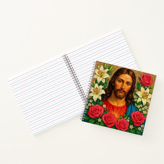 Colorful Jesus Floral Notebook. ノートブック (内部)