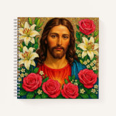 Colorful Jesus Floral Notebook. ノートブック (正面)