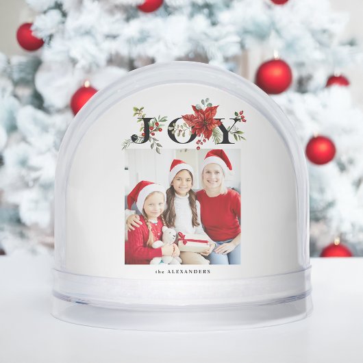 Colorful Joy w/Poinsettias Photo Snow Globe