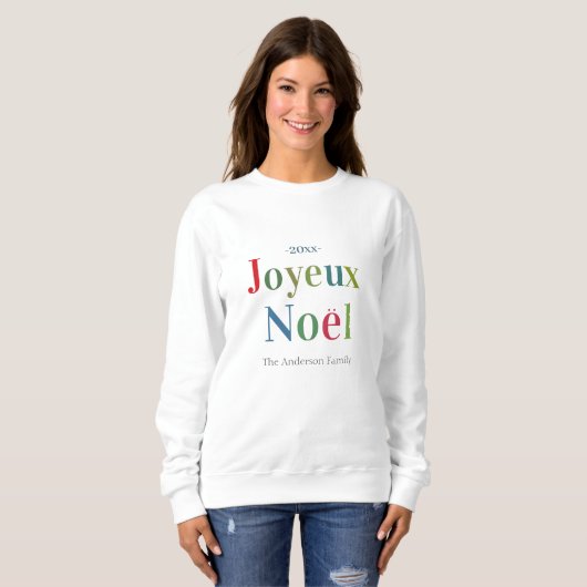 Colorful Joyeux Noel French Christmas      スウェットシャツ (正面フル)