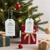 Colorful Joyous International Merry Christmas Tree ギフトタグ