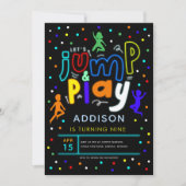  Colorful Jump and Play Neon Trampoline Birthday 招待状 (正面)