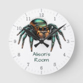 Colorful Jumping Spider Kid's Room  ラウンド壁時計 (正面)