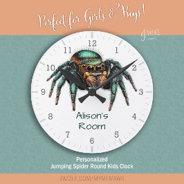 Colorful Jumping Spider Kid's Room  ラウンド壁時計