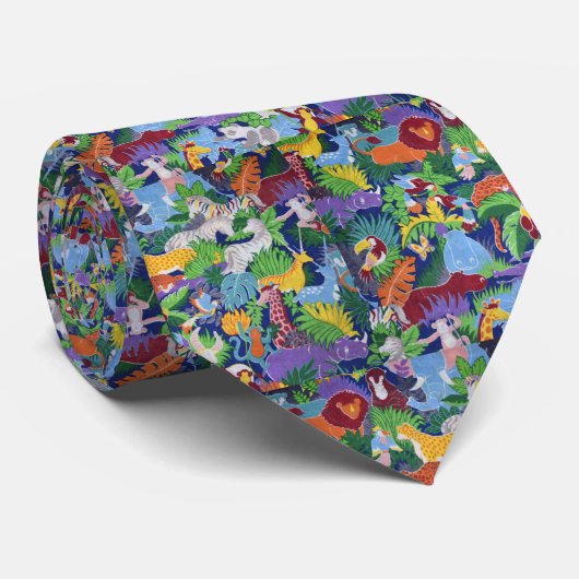 colorful jungle animals ネクタイ (ロール)