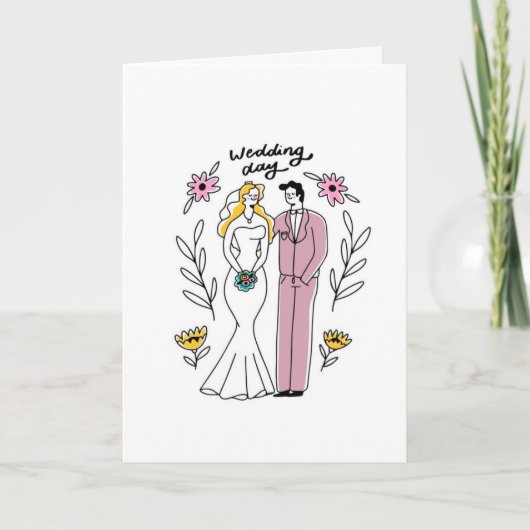 Colorful "Just Married" Wedding Greeting Card カード (正面)