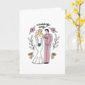 Colorful "Just Married" Wedding Greeting Card カード (黄色い花)