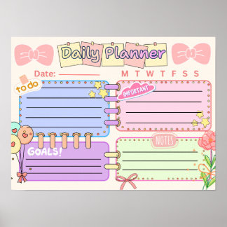 colorful kawaii  daily planner ポスター