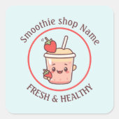 Colorful Kawaii Sweet yogurt Smoothies fruit Juice スクエアシール (正面)