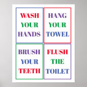 Colorful Kid's Bathroom Wall Poster ポスター (正面)