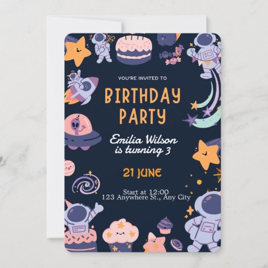 Colorful Kids Birthday Party Design – Fun 招待状 (正面)
