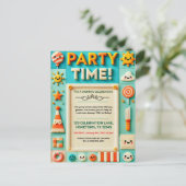 Colorful Kids Birthday Party Invitation ポストカード (スタンド正面)