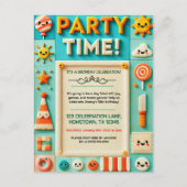 Colorful Kids Birthday Party Invitation ポストカード (正面)