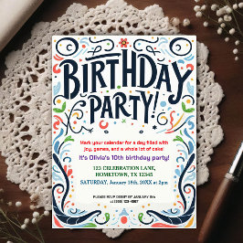 Colorful Kids Birthday Party Invitation ポストカード