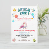 Colorful Kids Feathered Friends Birthday Party 招待状 (スタンド正面)
