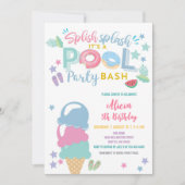 Colorful Kids Pool Party Invitation 招待状 (正面)