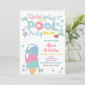 Colorful Kids Pool Party Invitation 招待状 (スタンド正面)