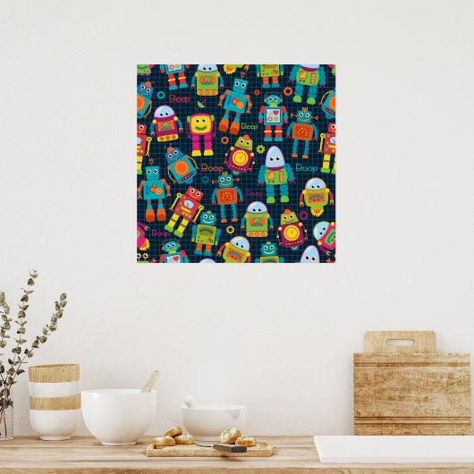 Colorful Kids Robot ポスター (キッチン)