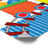 Colorful Kids Train Birthday Party Banner ポスター (角)