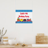 Colorful Kids Train Birthday Party Banner ポスター (キッチン)