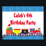 Colorful Kids Train Birthday Party Banner ポスター<br><div class="desc">Colorful Kids Train Birthday Party Banner. Customize with any text. Matching items are available.</div>