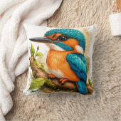 Colorful Kingfisher Bird Pillow Nature Art クッション (ブランケット)