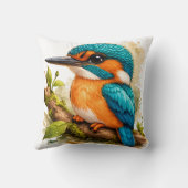 Colorful Kingfisher Bird Pillow Nature Art クッション (裏面)