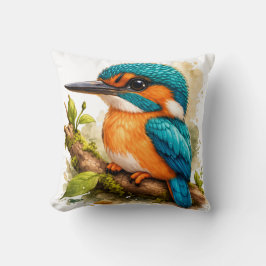 Colorful Kingfisher Bird Pillow Nature Art クッション