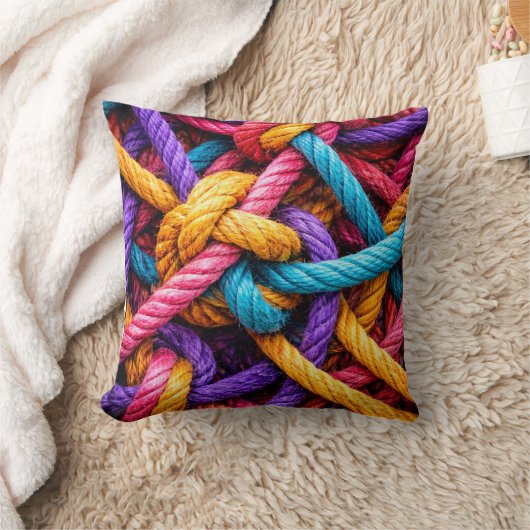 Colorful Knotted Rope Pattern – Vibrant  Tshirt クッション (ブランケット)