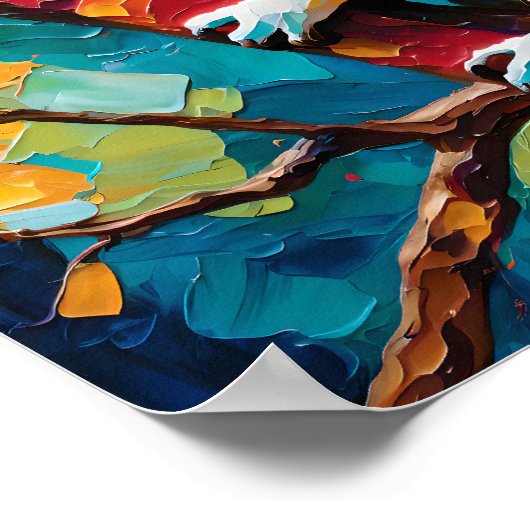 Colorful Koala on Tree – Modern Impasto  ポスター (角)