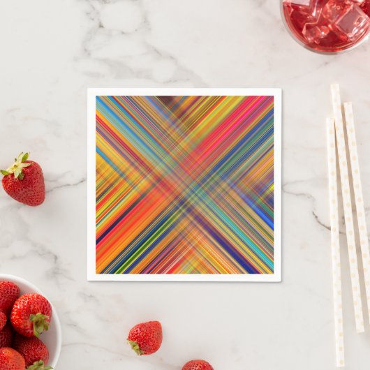 Colorful Kriss Kross Pattern Plaid スタンダードカクテルナプキン (インサイチュ)