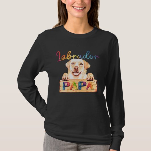 Colorful Labrador Papa  Dog Dad Tシャツ (正面)