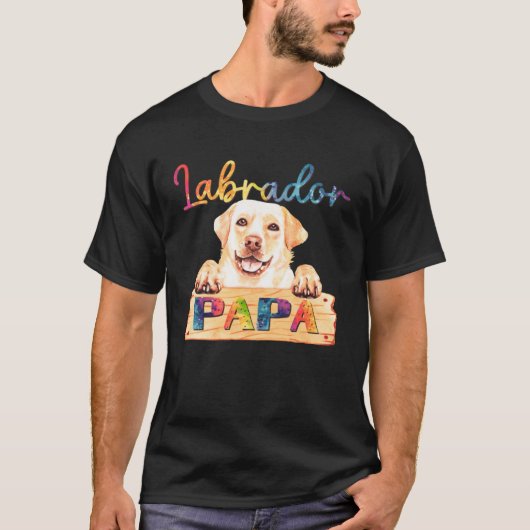 Colorful Labrador Papa  Dog Dad Tシャツ (正面)