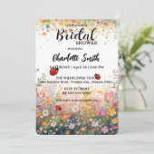 colorful ladybug Watercolor Wildflowers Personaliz 招待状 (スタンド正面)