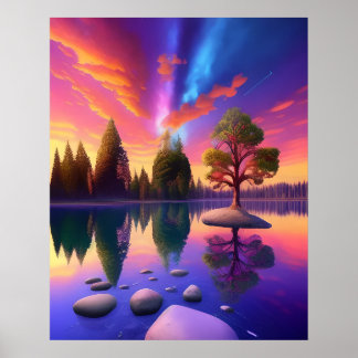 Colorful Lakes Poster (Matte) ポスター