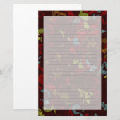 Colorful leaves and flowers against camouflage 便箋 (正面/裏面)
