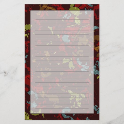 Colorful leaves and flowers against camouflage 便箋 (正面)