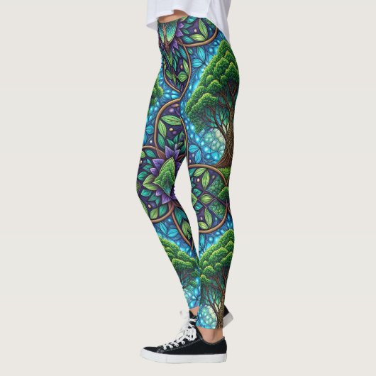 Colorful leggings featuring a vibrant, nature レギンス (左)