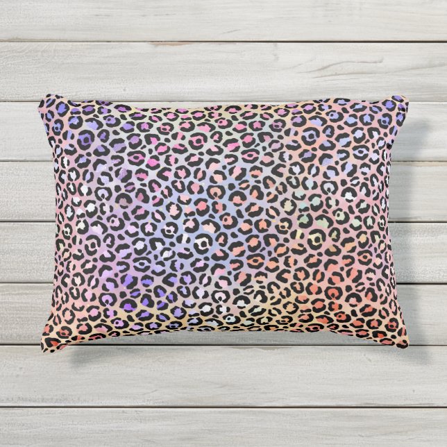 Colorful Leopard Accent Pillow アウトドアクッション (正面)