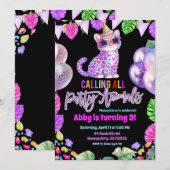 Colorful Leopard Birthday Invitation 招待状 (正面/裏面)