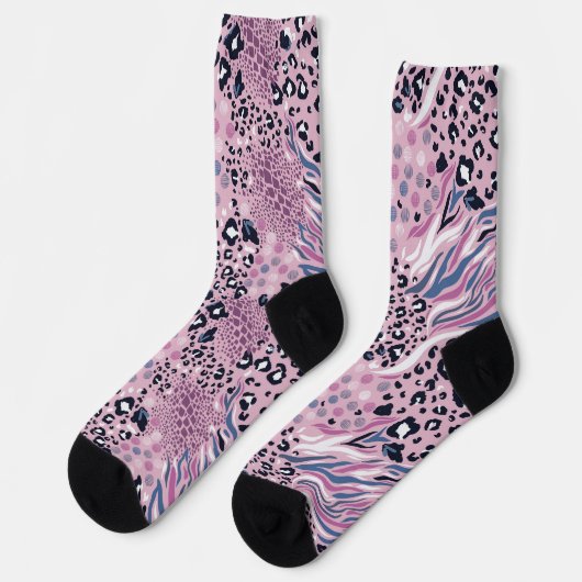 Colorful Leopard Skin Pattern Socks ソックス (左)