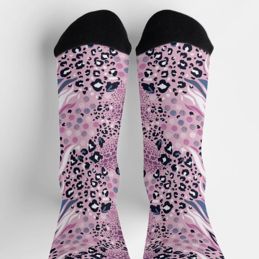 Colorful Leopard Skin Pattern Socks ソックス (上部)
