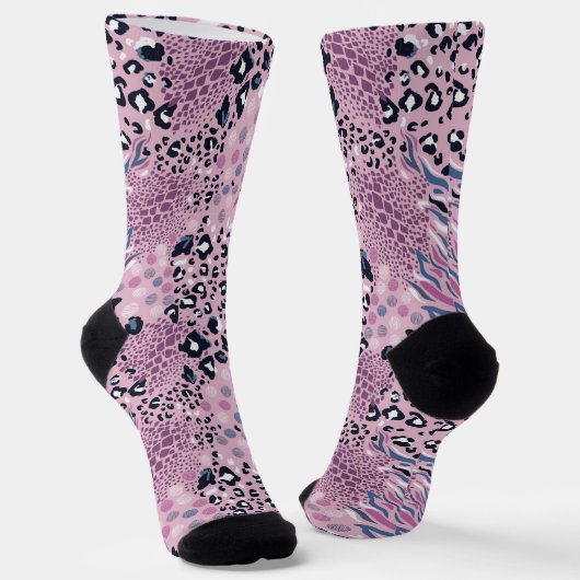 Colorful Leopard Skin Pattern Socks ソックス (傾斜あり)