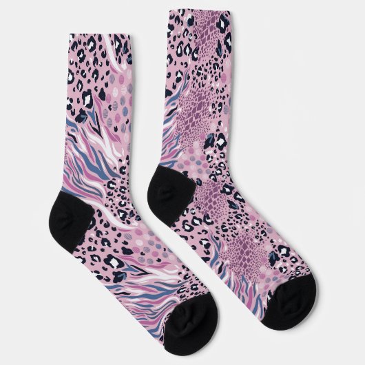 Colorful Leopard Skin Pattern Socks ソックス (右)
