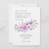 Colorful Lilac, Pink, Peach, Blue Rose Bouquet 招待状 (正面)