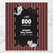 Colorful Little Boo Ghost Cat Baby Shower  ワインラベル (シングルラベル)