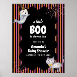 Colorful Little Boo Ghost Cat Baby Shower Welcome ポスター