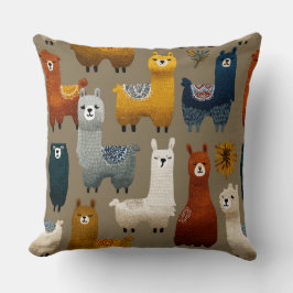 Colorful Llamas And Alpacas Mingle クッション